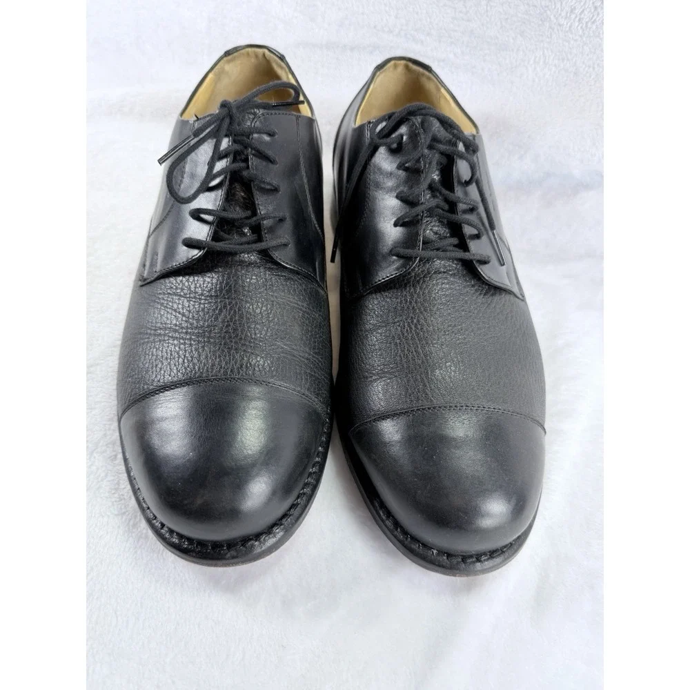 VTG Tauer & Johnson Men's 9 2E Black Leather Cap Toe Oxford Dress Shoes 1990 Mex